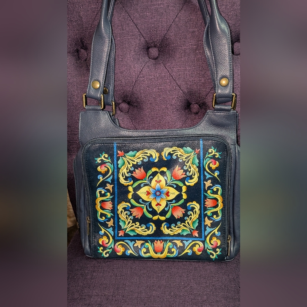 Anuschka Hand-Painted Leather Bag 30th Anniversary RARE